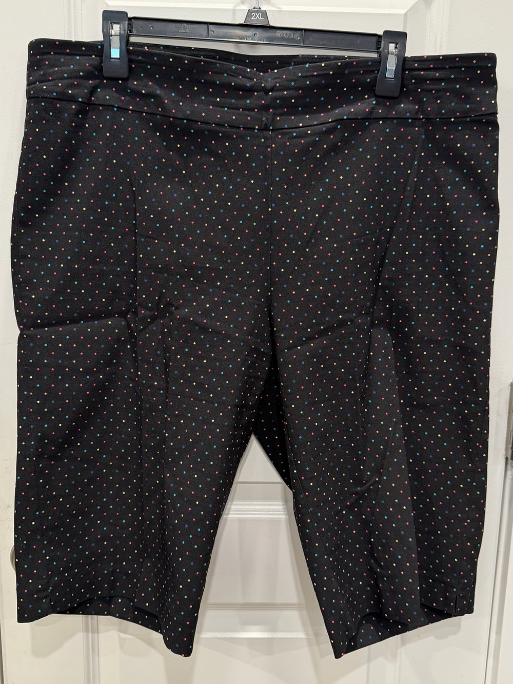 Counterparts Black Stretch Dress Pants with Multicolor Polka Dots